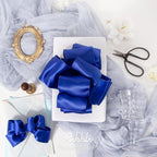 Ribbli Royal Blue Double Faced Satin Wired Ribbon 1.5 Inch Blue Christmas Ribbon - Image 3