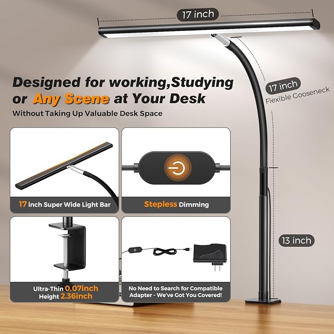 Airlonv LED Desk Lamp for Office Home, Eye-Caring Desk Light - Image 3
