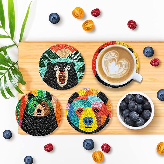 EWJRNSF 6 PCS Bruin Diamond Art Coasters DIY Kit - Image 5