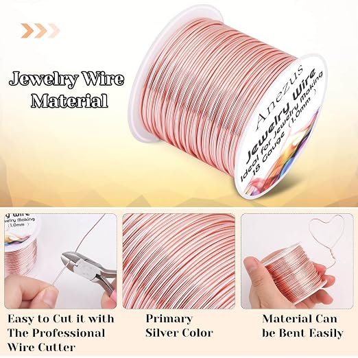 18 Gauge Jewelry Wire for Jewelry Making, Anezus Rose Gold Craft Wire Tarnish - Image 3