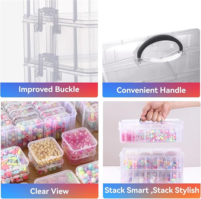 VTG Bead Organizer Box, 4-Tier Stackable Storage Box - Image 4