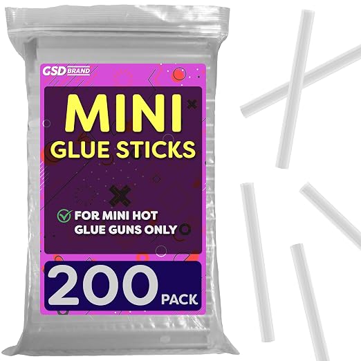 200 Pack Bulk Mini Hot Glue Sticks by GSDBrand