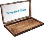 MOOCA 2 Pcs Wood Tempered Glass Top Jewelry Display Case Accessories Storage Box - Image 3