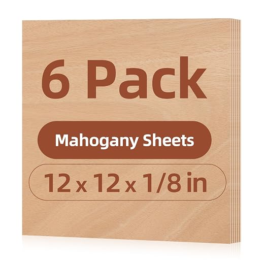 Rowood Mahogany Plywood Sheets for Laser Cutting, 6 Pack 3mm Thin Unfinished by RowoodAssembleArtDecorateLife