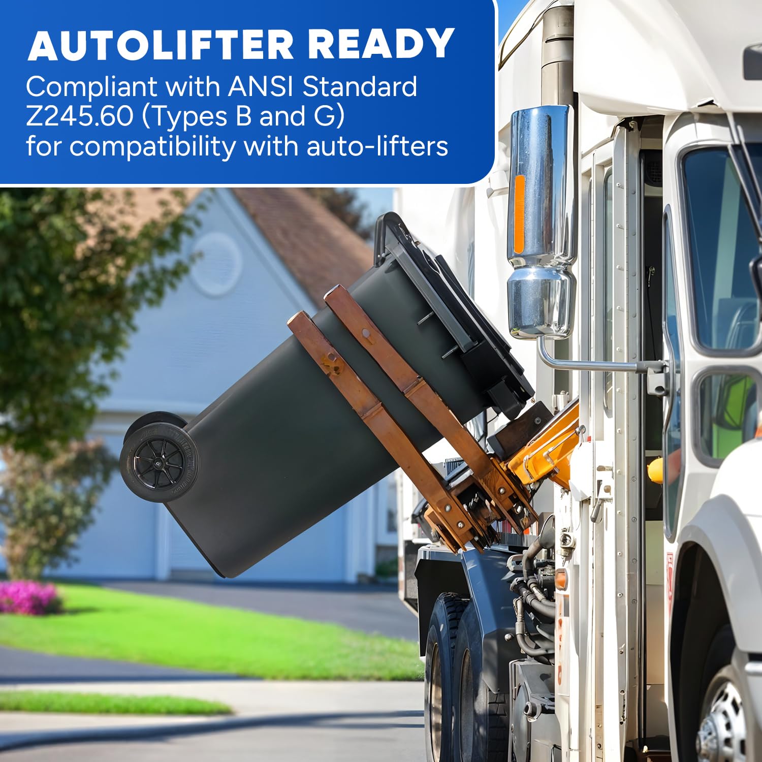 32 Gallon Trash Can with Wheels Outdoor Garbage Can with Lid and Wheels Locking Trash Can Commercial Heavy-Duty Trash Bin Rolling, Plastic 2 Pack