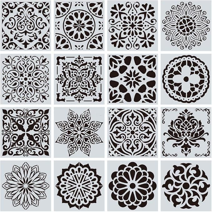 16 Pcs Mandala Stencils for Painting, 6x6 Inch Reusable Geometric Layering - Image 2