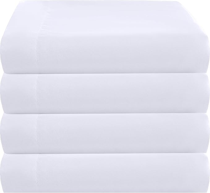 ZPECC Twin Flat Sheet Only 4 Pack, Durable White Top Bed Sheets Hypoallergenic by ZPECC-ABrandThatHasBeenFocusedOnBabyProductsFor18Years