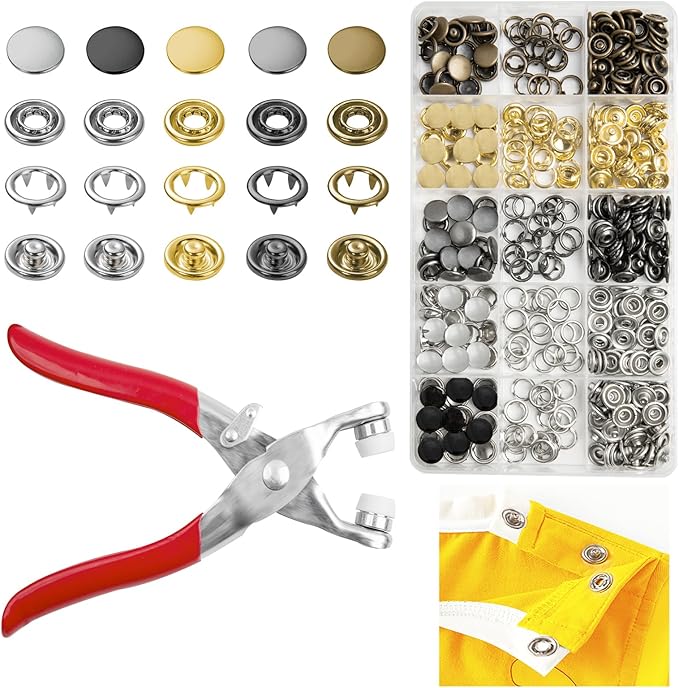 GTAAOY 100 Sets 9.5mm Metal Snaps Buttons by GTAAOY