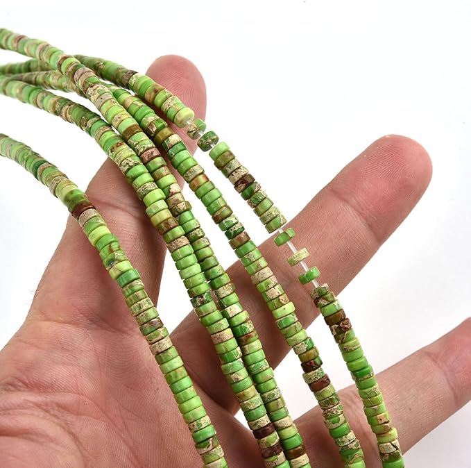 190pcs 4x2mm Green Natural Sea Sediment Imperial Jasper Heishi Disc Rondelle - Image 4