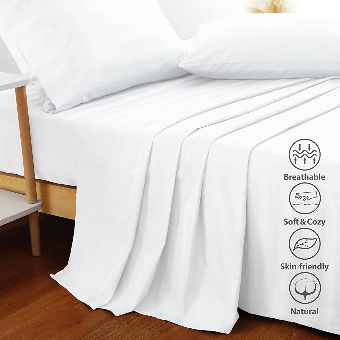 Flat Sheet Only Queen Size, 400 TC 100% Egyptian Cotton Striped Flat Sheet - Image 4
