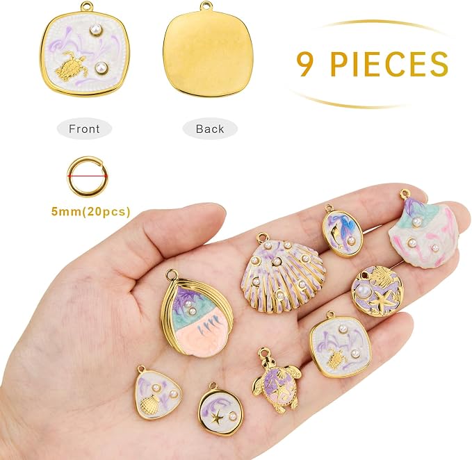 UMAOKANG 9 Pack Gold Plated Stainless Steel Charms Bulk - Image 2