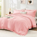 FUANNA Pink Queen Comforter Set, 3 Pieces Ruffle Queen Bed Set, Fluffy Bed in a by FUANNA