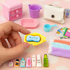118Pcs Dollhouse Mini Jewelry Storage Case Cosmetic Hand Bag Towel Bathroom Set - Image 9
