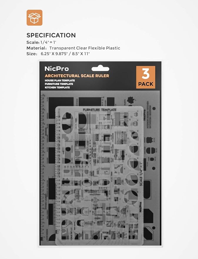 Nicpro Architectural Drafting Tools, Interior Design CAD Drawing, Geometry - Image 6