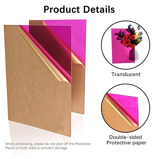 Translucent Purple Acrylic Sheets 8*12 inch 1/8" Thick Red Transparent Cast - Image 3