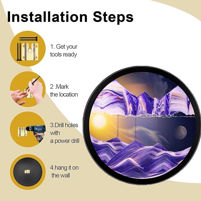 TNSLGHS Moving Sand Art, Wall Mounted Sand Art Liquid Motion, 360°Rotate Moving - Image 4