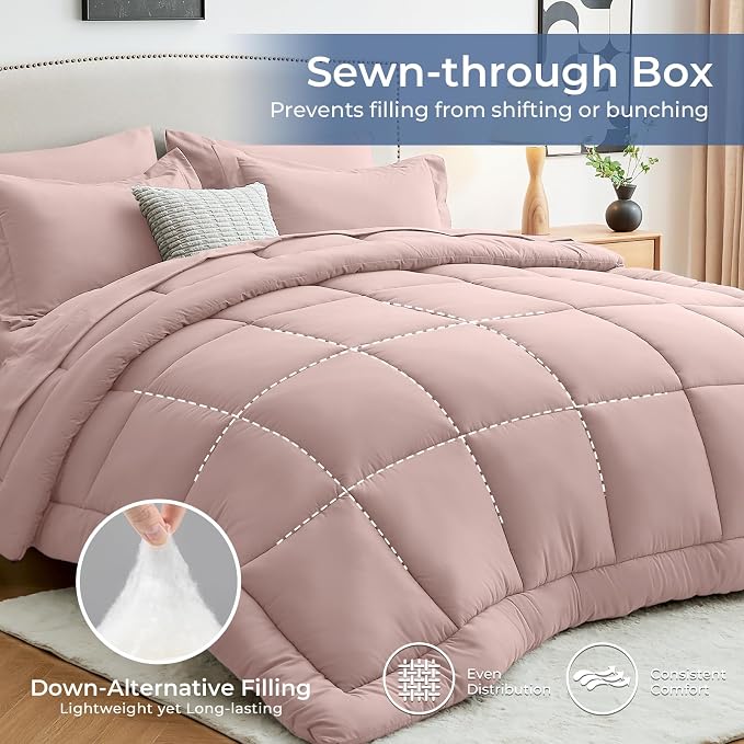 Sasttie Twin Comforter Set, 5 Pieces Bed in a Bag Twin, Complete Bedding Set - Image 3