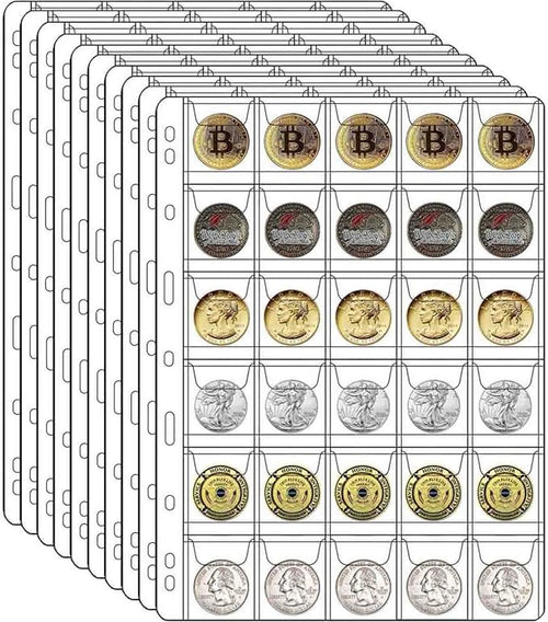 10 Sheets Coin Collection Supplies Pages, Coins Collecting Pocket Page by Xxmbbjy