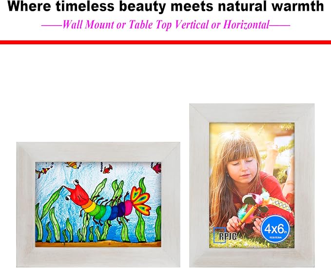 RPJC 4x6 Picture Frames Made of Solid Wood High Definition Glass - Image 5