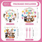 96Pcs Chihuahua Birthday Party Decoration Let's Pawty Plates and Napkins Puppy - Image 5