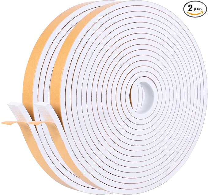 Self Adhesive Foam Tape Weatherstrip 1/2in x 1/4in x 52Ft High Density Foam by Kikerike