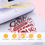 HTVRONT Red Glitter Heat Transfer Vinyl, Iron on Vinyl - Image 4