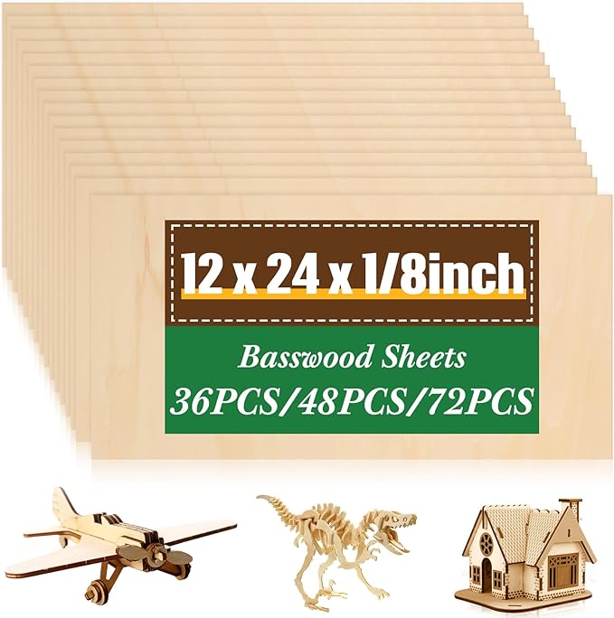 Riakrum Basswood Sheets Plywood Board Unfinished Wood Boards by Riakrum