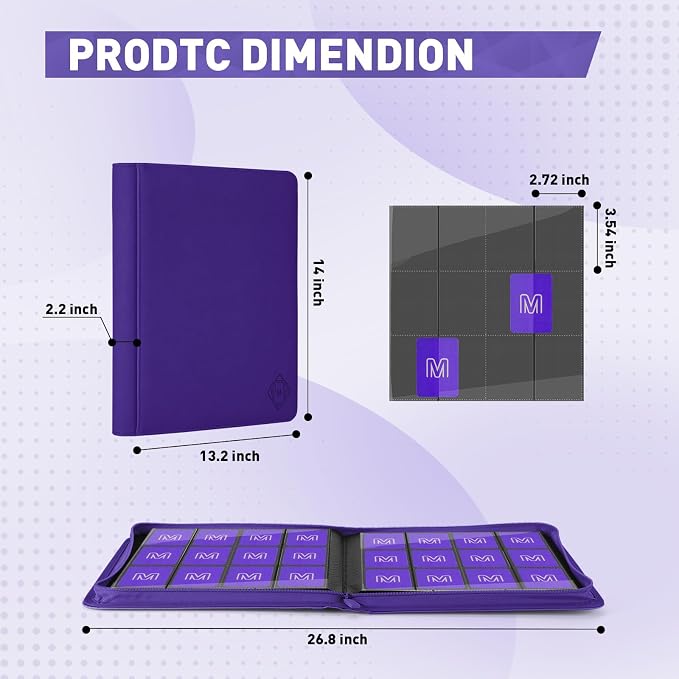 Premium Card Binder 12 Pocket for 720 Pockets Trading Card Binder, PU Zipper - Image 5