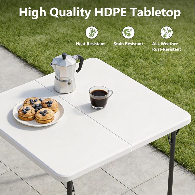 Folding Table 2 Pack, 36 Inch Square Foldable Card Tables, No Assembly Portable - Image 8