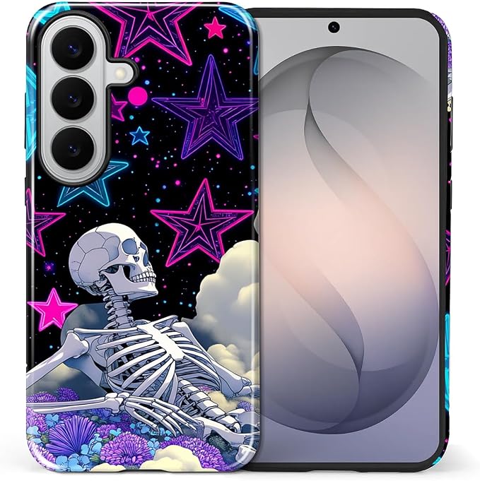 for Samsung Galaxy S26 Case, Skull Star Collage Pattern Glossy 2 in 1 by Teonvpu