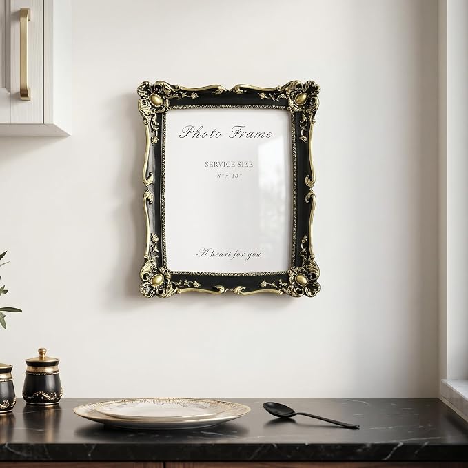 Cuspin 8x10 Picture Frame Black and Gold Frames, Vintage Ornate Resin Photo - Image 3