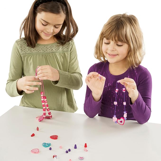 Melissa & Doug Created by Me! Heart Beads Wooden Bead Kit, 120+ Beads and 5 - Image 8
