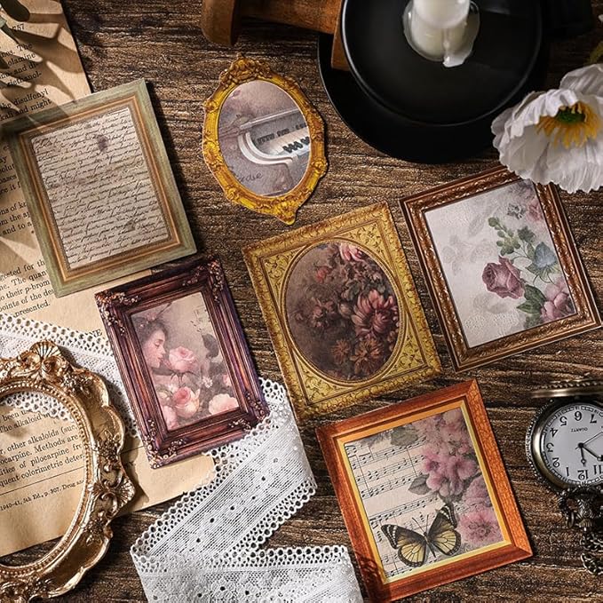 180 Pieces Vintage Scrapbook Picture Frame Cutouts Paper Stickers - Image 6