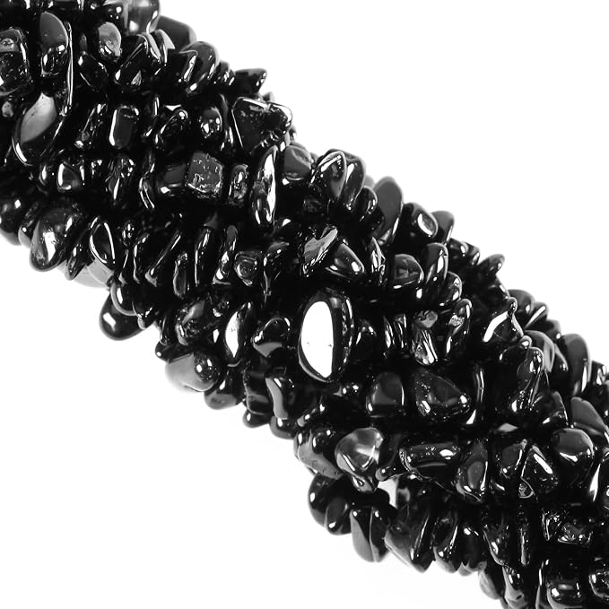 260pcs Natural Black Tourmaline Crystal Beads Chips 5mm to 8mm Irregular by Ouubuuy