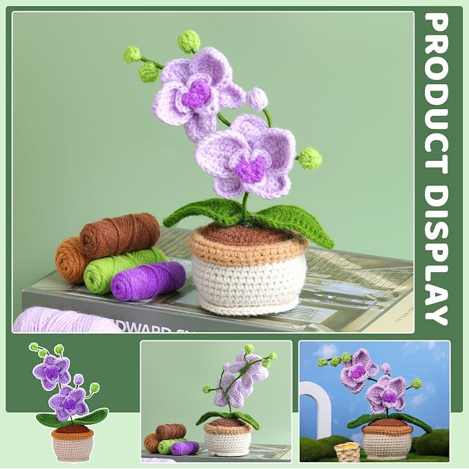 kgxulr Crochet Kit for Beginners, Butterfly Orchid Crochet Kit Beginner Crochet - Image 5