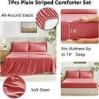 CozyLux Full Size Comforter Sets Coral, 7 Pieces Bed in a Bag, Coral Comforter - Image 5