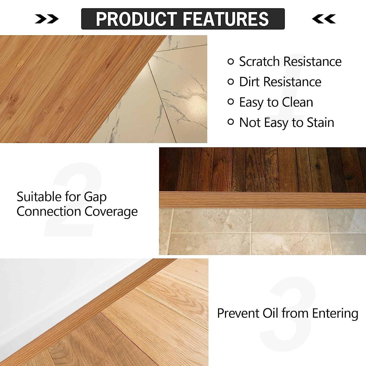 5Ft Floor Transition Strip Self Adhesive Vinyl Cover Floor Strip Flat Divider Transition Strip Wood Grain Design for Laminate Floor Gaps and Doorway Transitions (5Ft x 2 Inch, Light Brown)