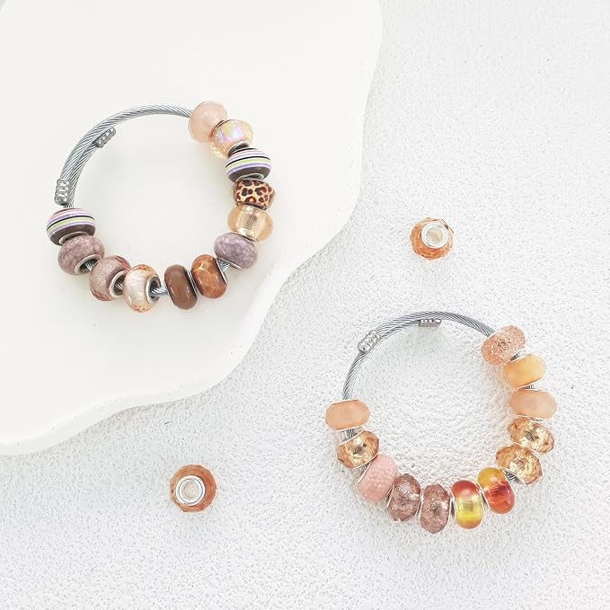 Large Hole Beads Spacer Beads Brown Assorted European Craft Big Beads Large - Image 3