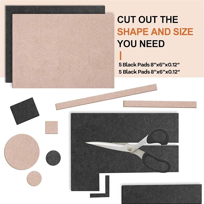 Felt Furniture Pads 10pcs 8" x 6" Adhesive Large Felt Pads, Cuttable Chair Leg - Image 4
