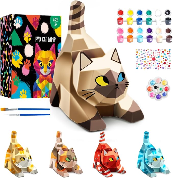 Goody King Paint Your Own Lie Cat Lamp Kit, DIY Cat Crafts Night Light by GoodyKing