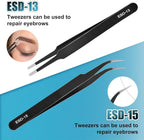 10Pcs Precision Tweezers Set, Upgraded Anti-Static Stainless Steel Tweezers - Image 6