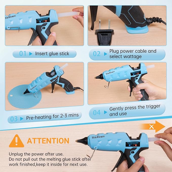 THINKLEARN Hot Glue Gun, Full Size, 60/100W Dual Power | Heavy Duty Glue Gun - Image 7