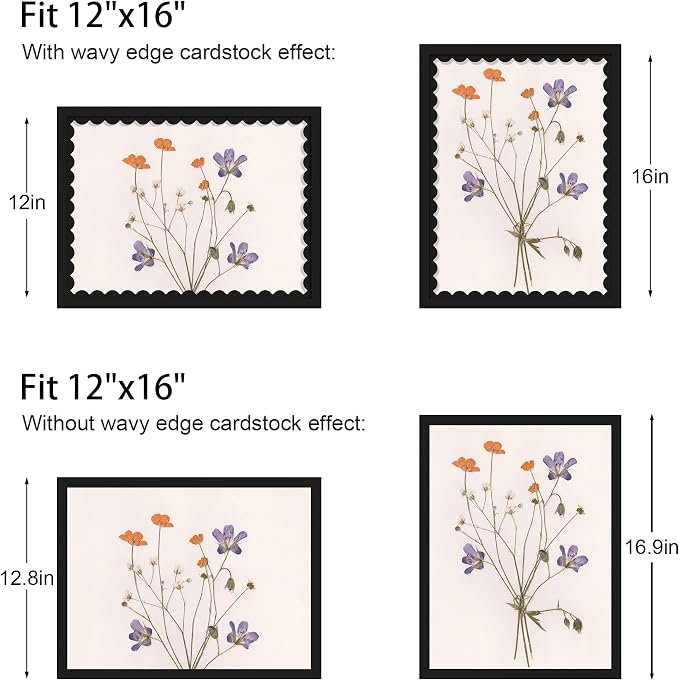 12x16 Picture Frame with Wavy Mat, Wooden Real Glass 12 x 16 Photo Frame - Image 3