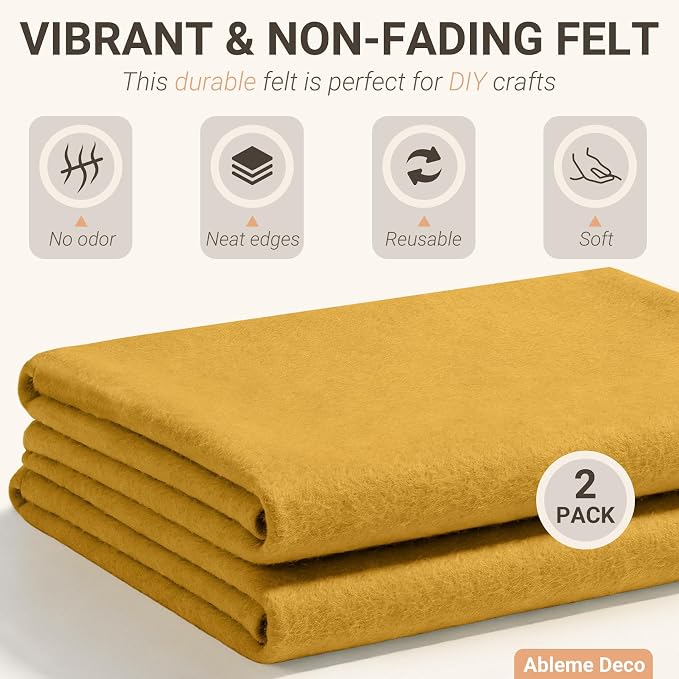 Felt Fabric Sheets 18" x 18" 1.6mm Soft Craft Felt Squares, Sew and Glue - Image 3