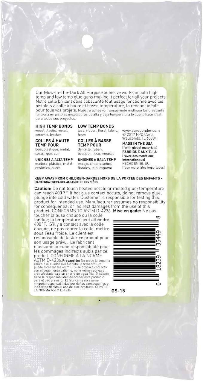 Surebonder Glow in The Dark Hot Glue Sticks Mini Size 4" - Image 2
