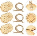 Sewroro 50sets Unfinished Wood Cutouts Blank Craft Shapes - Image 4