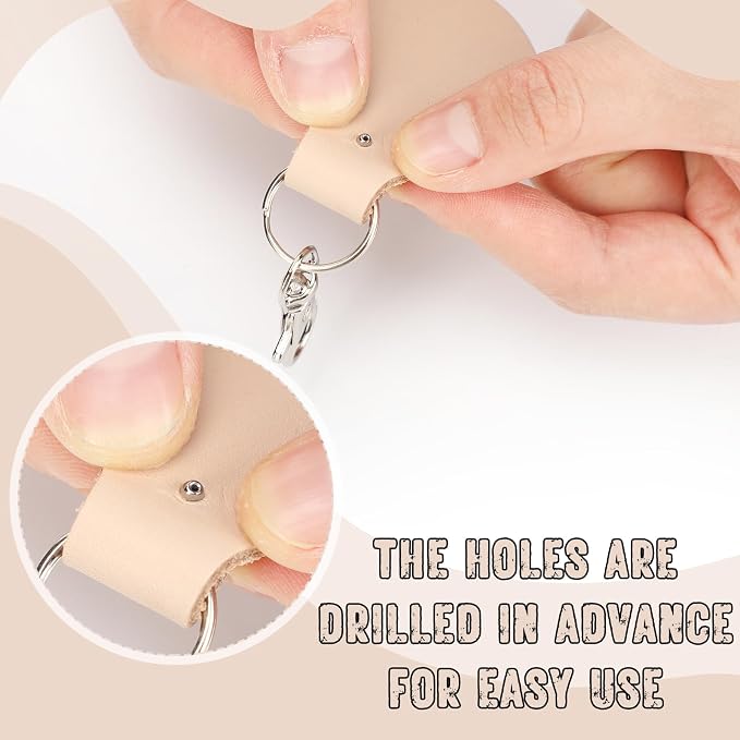 Landical 20 Pcs Leather Keychain Blank Craft Kit PU Leather Key Swivel Hook - Image 5