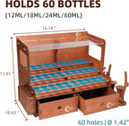 OPHIR Paint Rack for 60 Bottles and 32 Brushes, Wooden Acrylic Paint Organizer - Image 3