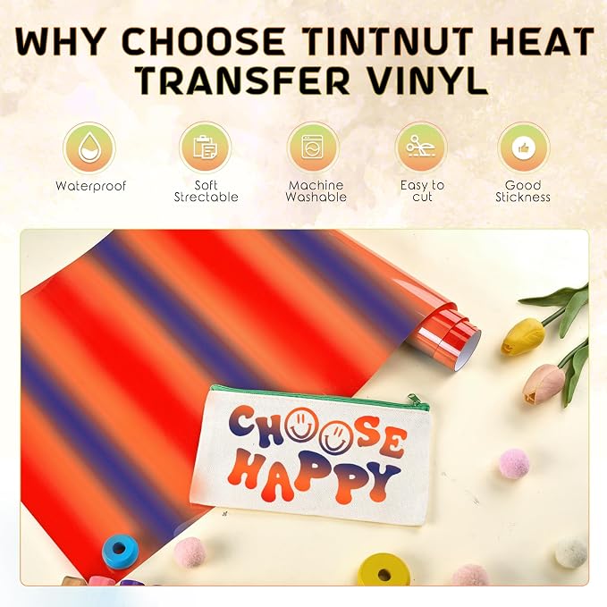 Tintnut Red Blue Gradient Heat Transfer Vinyl Roll, easy cut & weed, stretch - Image 3