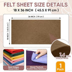 Soft Felt Fabric Sheet 18" x 36", 1.6mm Acrylic Craft Felt, Coffee | Soft Thick - Image 3